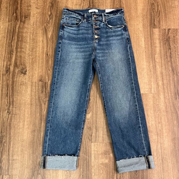 NEW Loft Fresh Cut High Rise Straight Jeans Raw Hem Sz 8 - Picture 2 of 12
